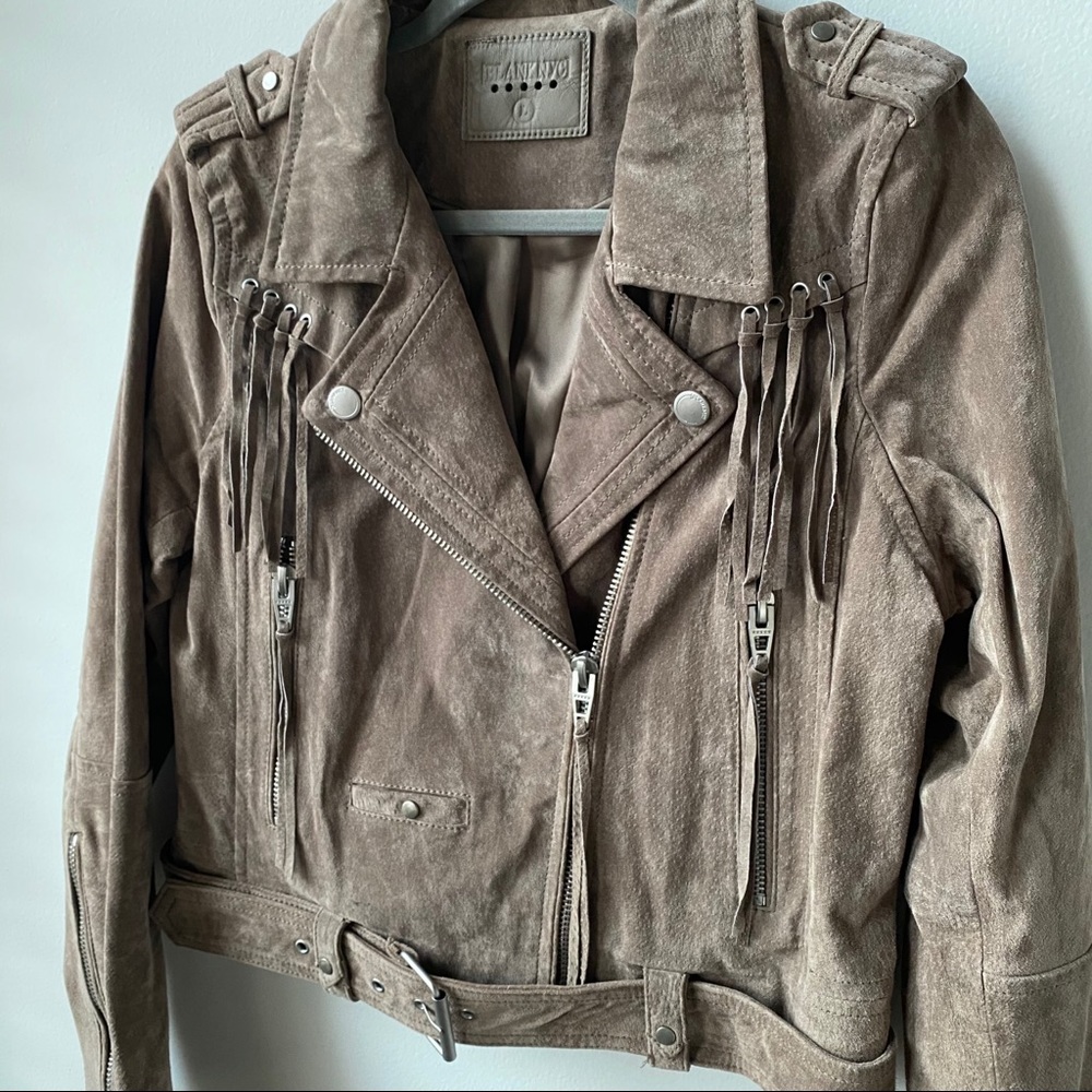 Blank NYC Fringe Leather Moto Jacket